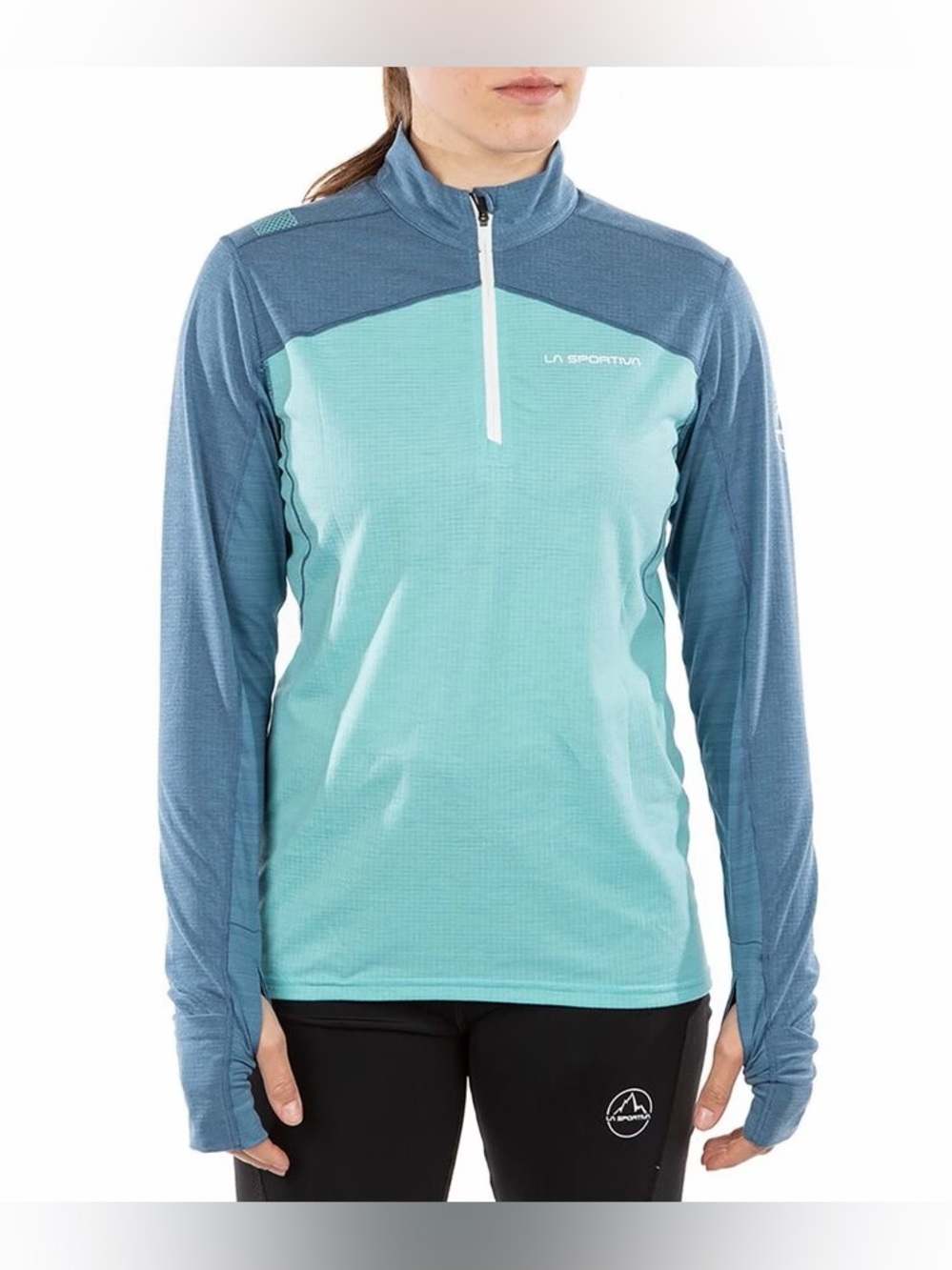 La Sportiva Swift Long Sleeve 1/4 Zip Trail Running Top Women’s Medium Blue Aqua